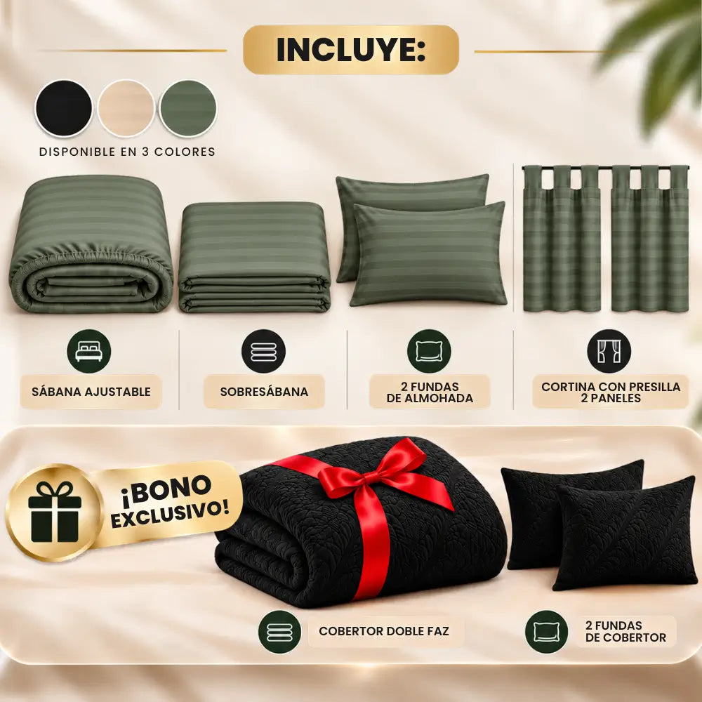 COMBO SUEÑO COMPLETO + COBERTOR Y 2 FUNDAS DE REGALO🎁