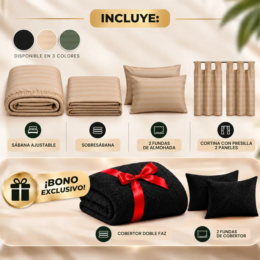 COMBO SUEÑO COMPLETO + COBERTOR Y 2 FUNDAS DE REGALO🎁